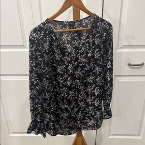 Talbots Black and White Patterned Blouse